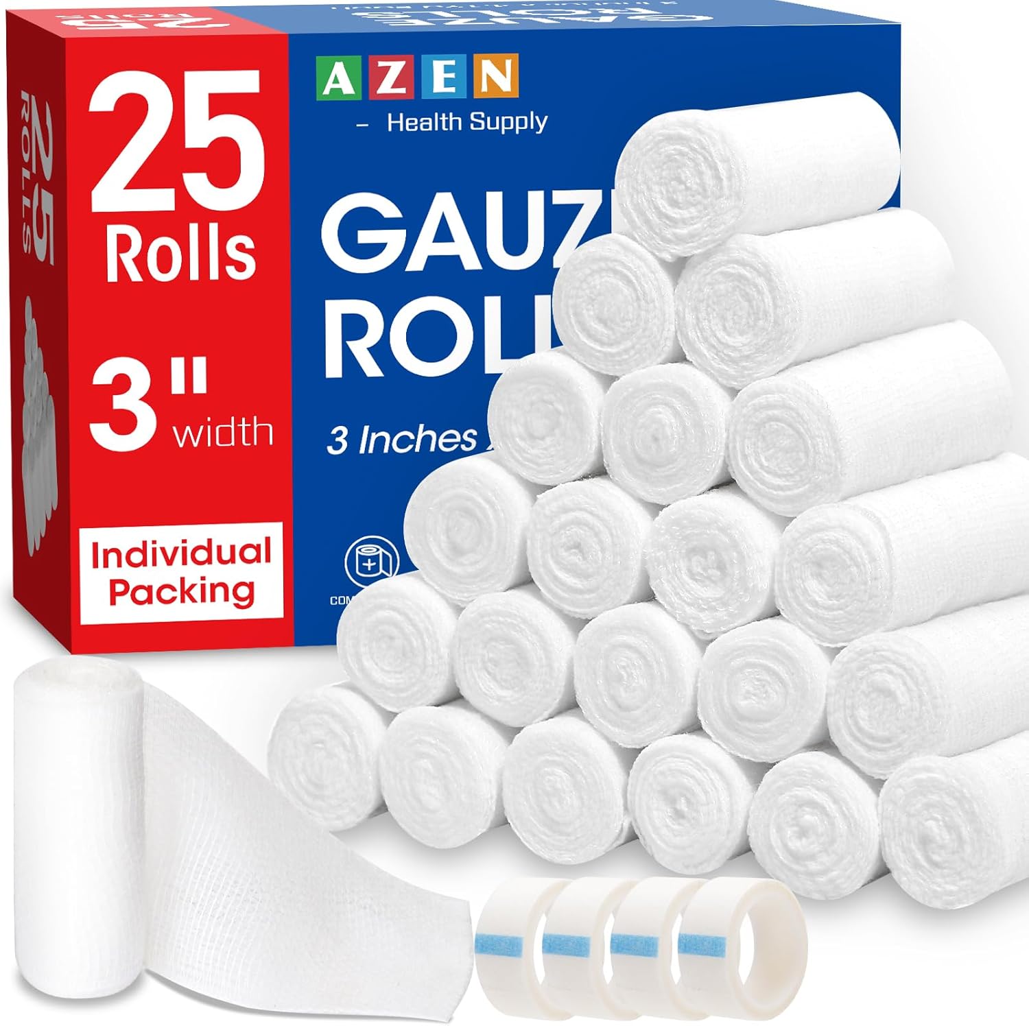 25 Pack Gauze Rolls Bandages